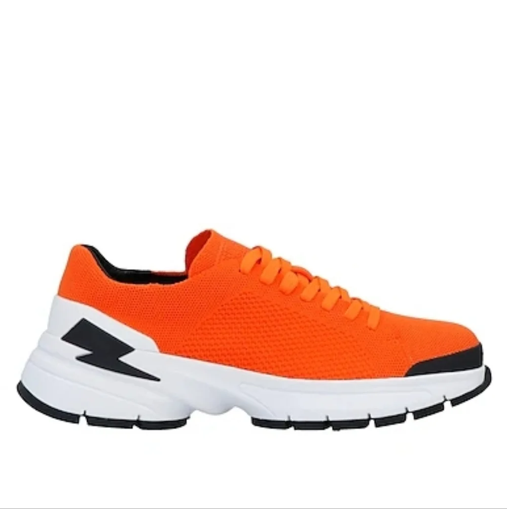 NIB NEIL BARRETT BOLT LACE UP SNEAKER - ORANGE SZ 6/39